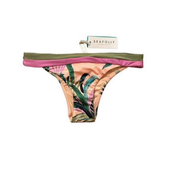 Seafolly Women's Las Palmas Banded Brazilian Boho Bikini Bottom Size 4 Peach NWT - Picture 2 of 8